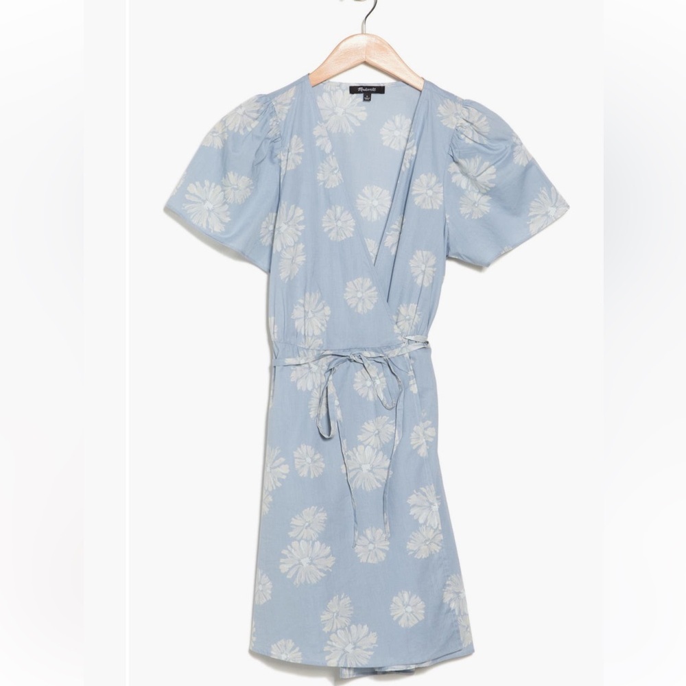 Brand New With Tags Madewell Floral Print Puff Sleeve Wrap Dress Size Large